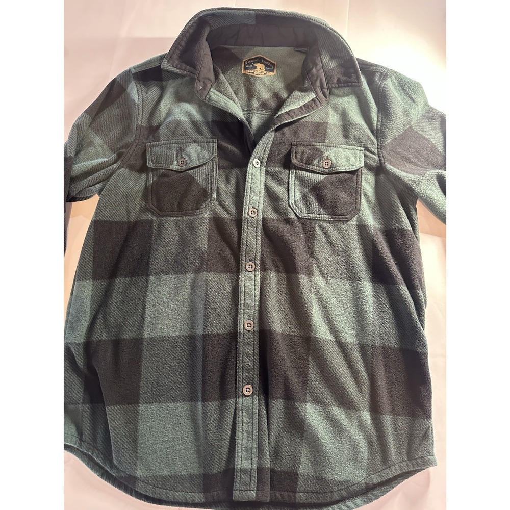 Freedom Foundry Men's L Plaid Fleece Button-Up Long Sleeve Shirt Jacket Green